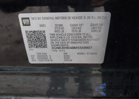 2021 Chevrolet Blazer Awd 2Lt from USA, damaged, VIN 3GNKBHR48MS559907